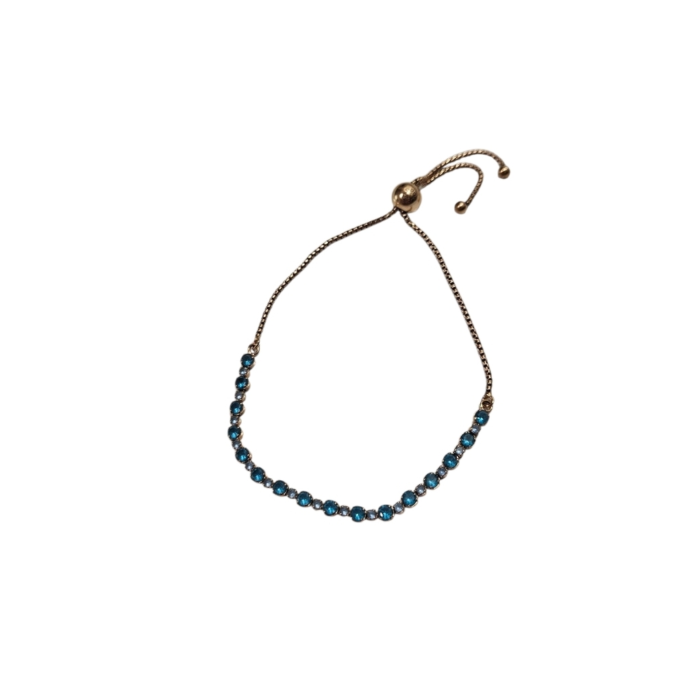 Pandora Gold-Plated Blue CZ Adjustable Slider Bracelet